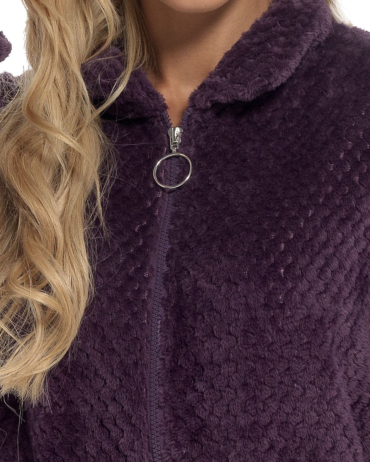 Slumber Hut Womens Waffle Fleece Zip Bed Jacket