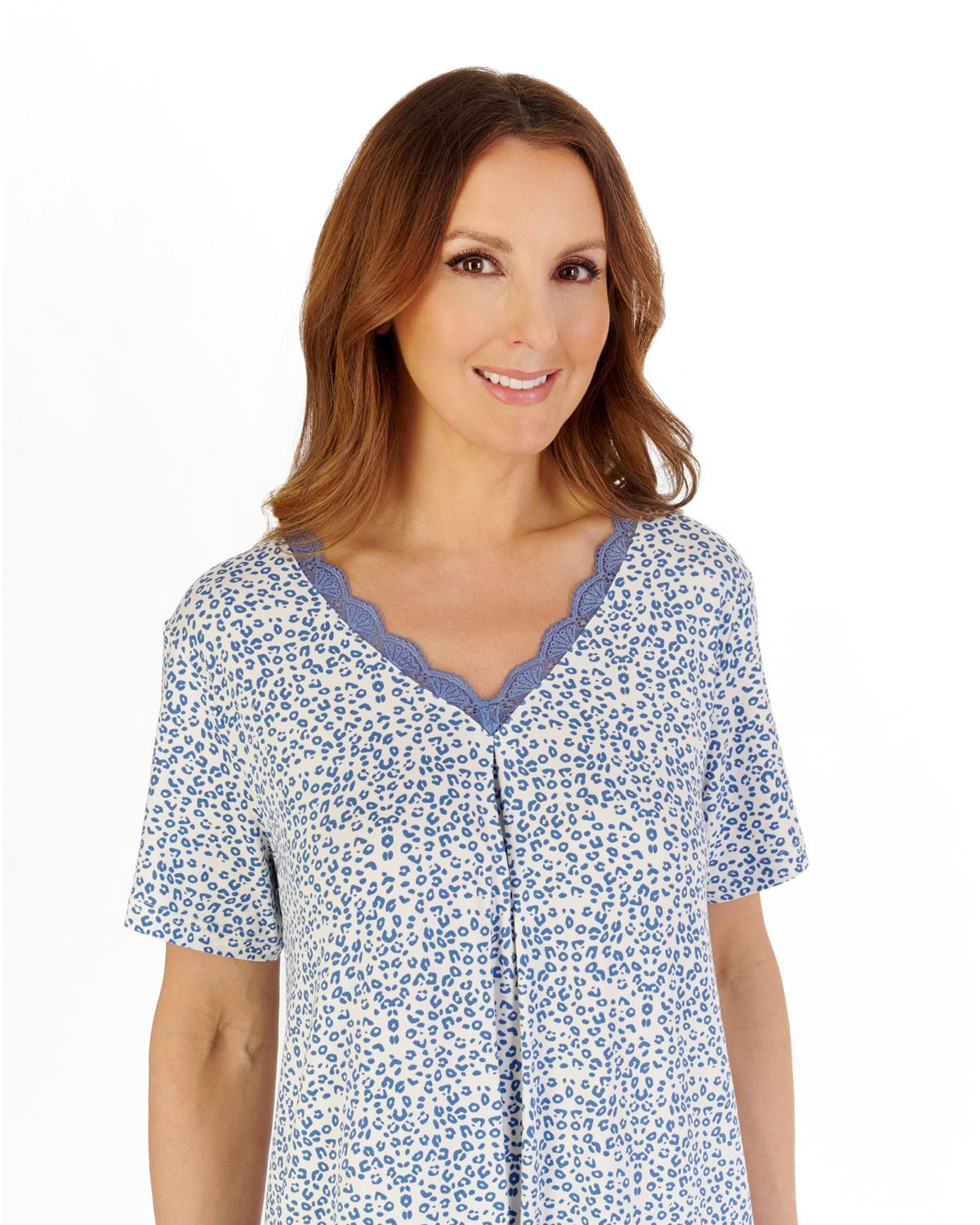 Gaspe Womens Supersoft Leopard Print 38" Short Sleeve Nightdress