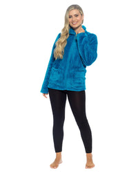 Slumber Hut Womens Waffle Fleece Zip Bed Jacket