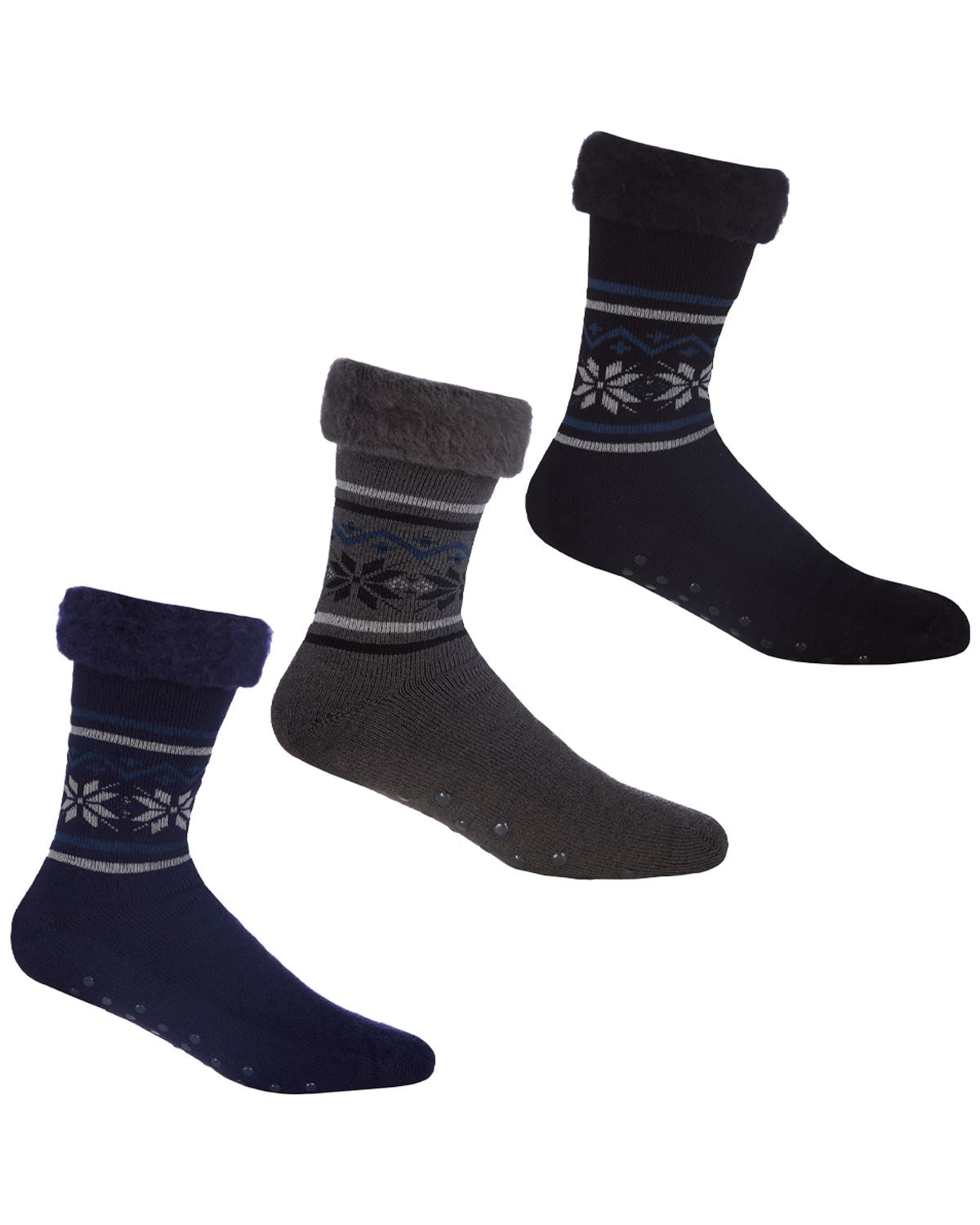 Pierre Roche Mens 3 Pack Cosy Bed Socks