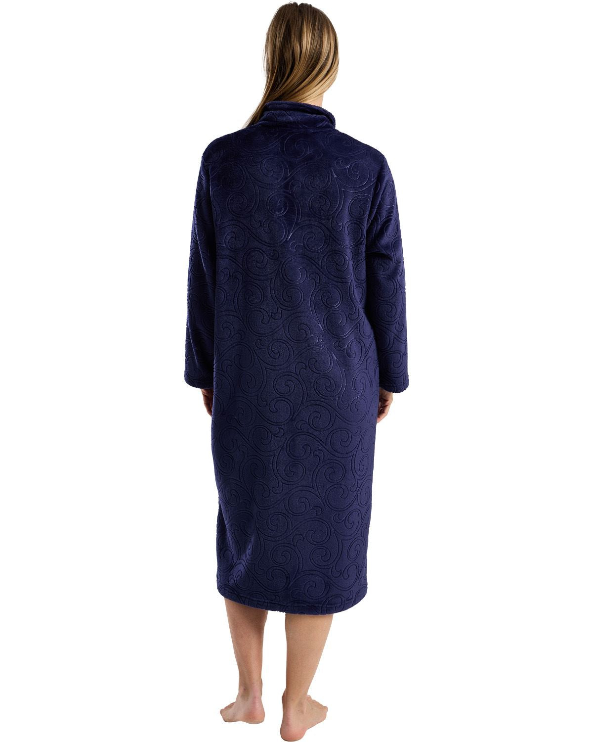 Marlon Womens Swirl Fleece Button Housecoat