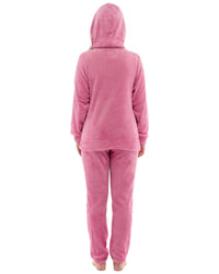 Womens Polished Fleece Slogan Hooded Pyjamas