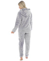Womens Long Pile Fleece Hooded Pyjamas