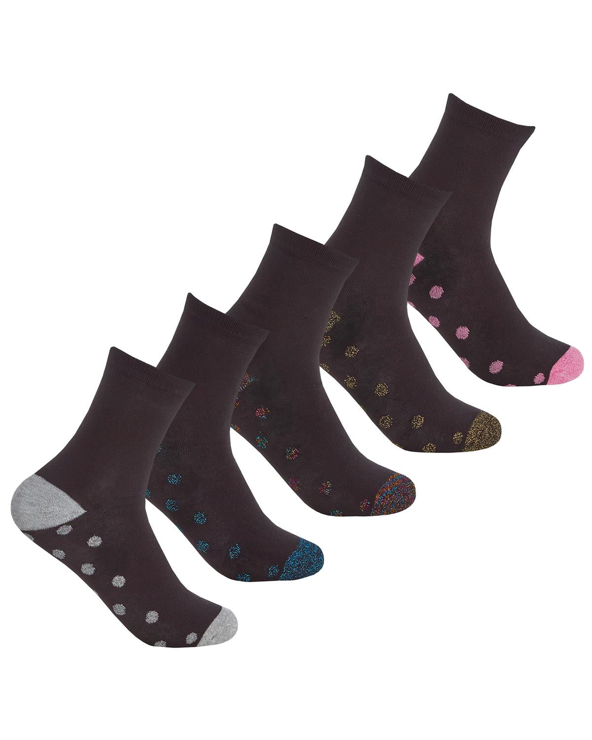 5 Pairs Girls Glitter Sole Socks