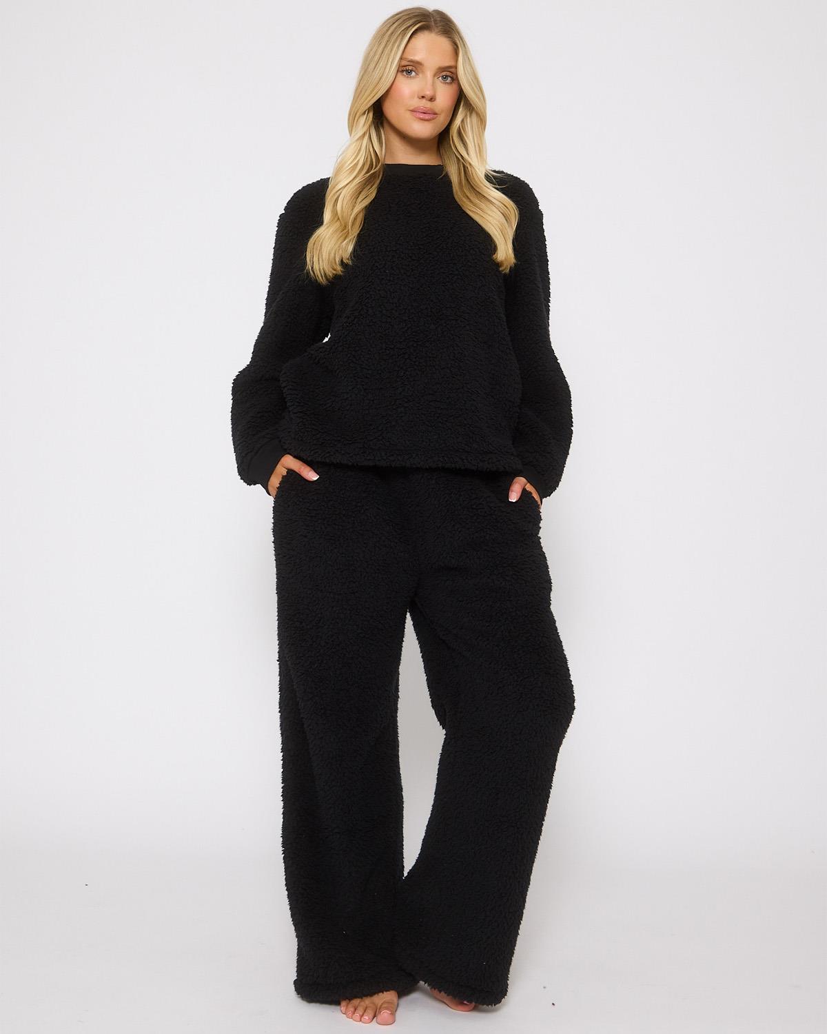 Loungeable Womens Borg Jumper & Wide Leg Lounge Set – Slumber Hut