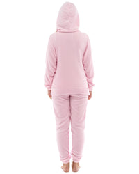 Womens Polished Fleece Slogan Hooded Pyjamas