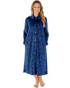 Slenderella Womens Embossed Crystal Fleece 46" Button Through Housecoat