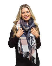 Foxbury Womens Checked Brushed Blanket Scarf