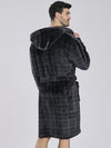 Loungeable Mens Black Check Fleece Dressing Gown