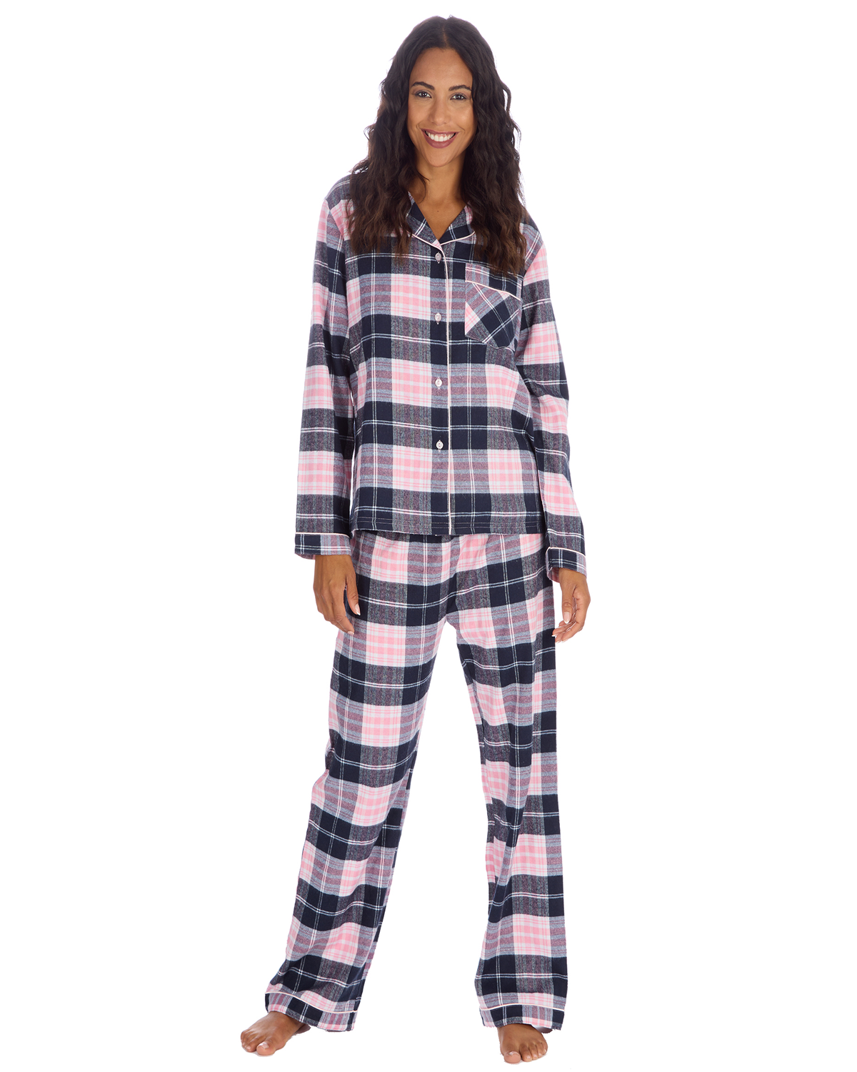 Slumber Party Womens Brushed Cotton Tailored Pyjamas