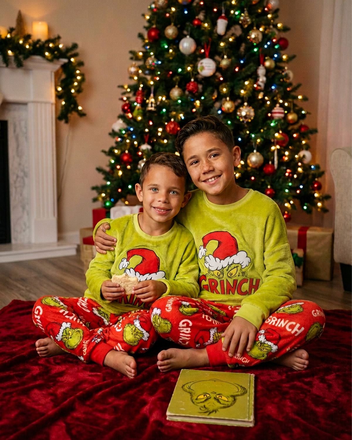 The Grinch Kids Plush Fleece Christmas Pyjamas