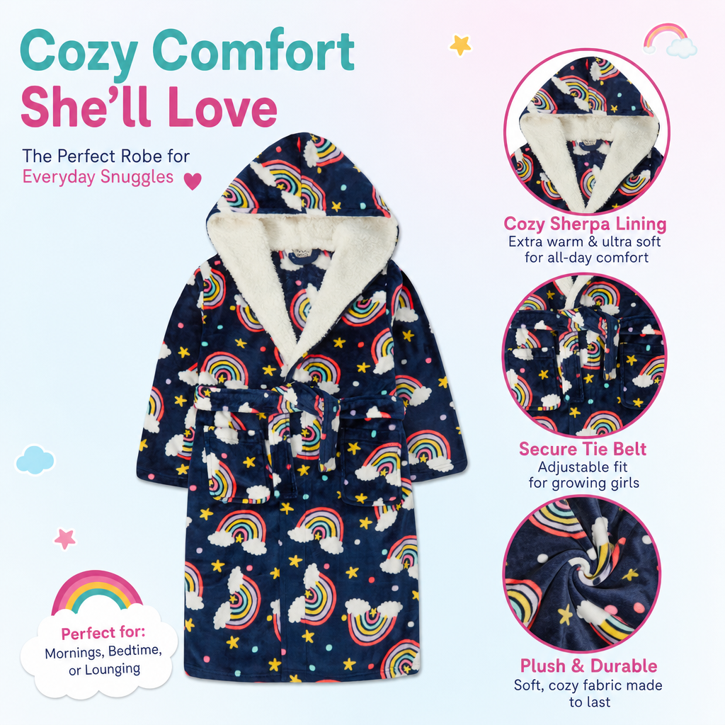 Girls Rainbow Print Dressing Gown
