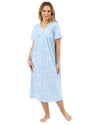 Marlon Womens Linear Floral 45" Short Sleeve Button Nightie