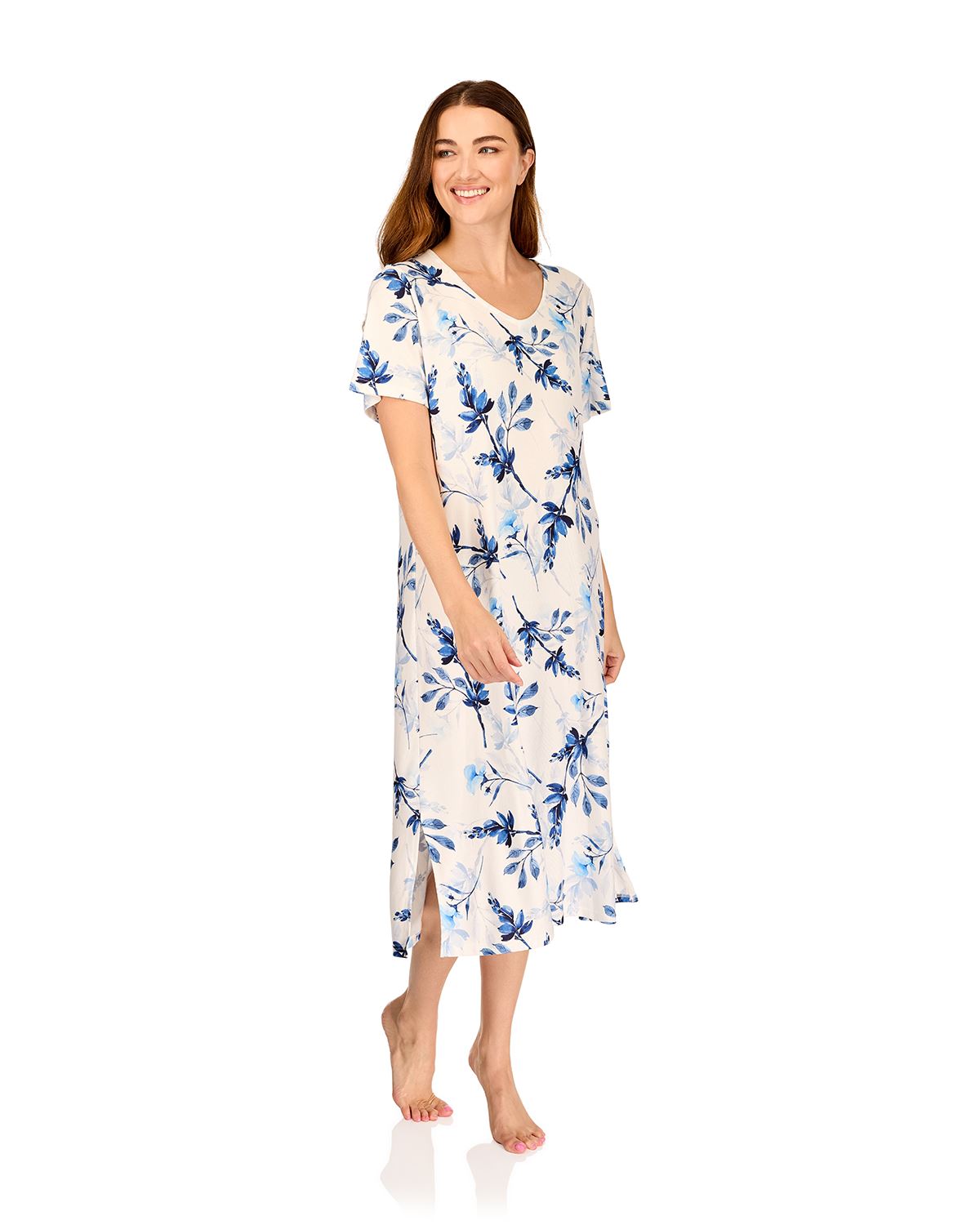 La Marquise Womens 'Berry & Blue' 43" & 50" Short Sleeve Nightie