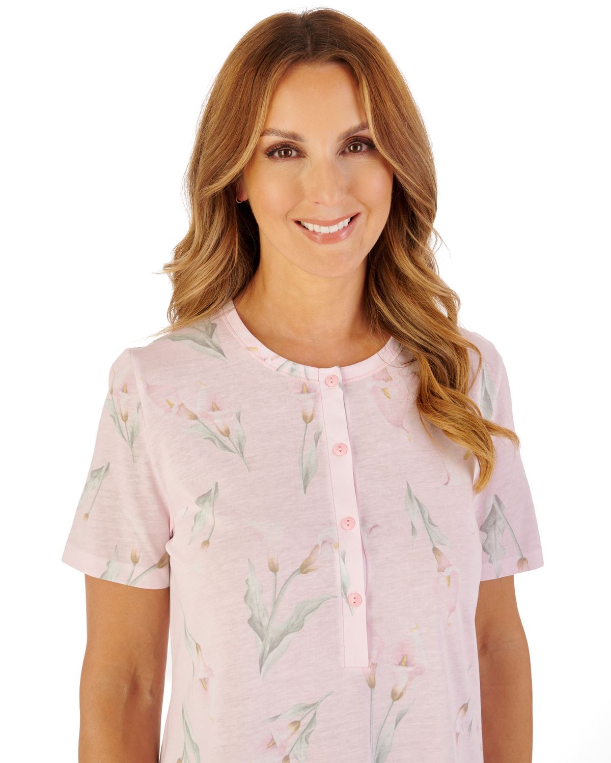 Slenderella Womens 42" Calla Lily Short Sleeve Nightdress