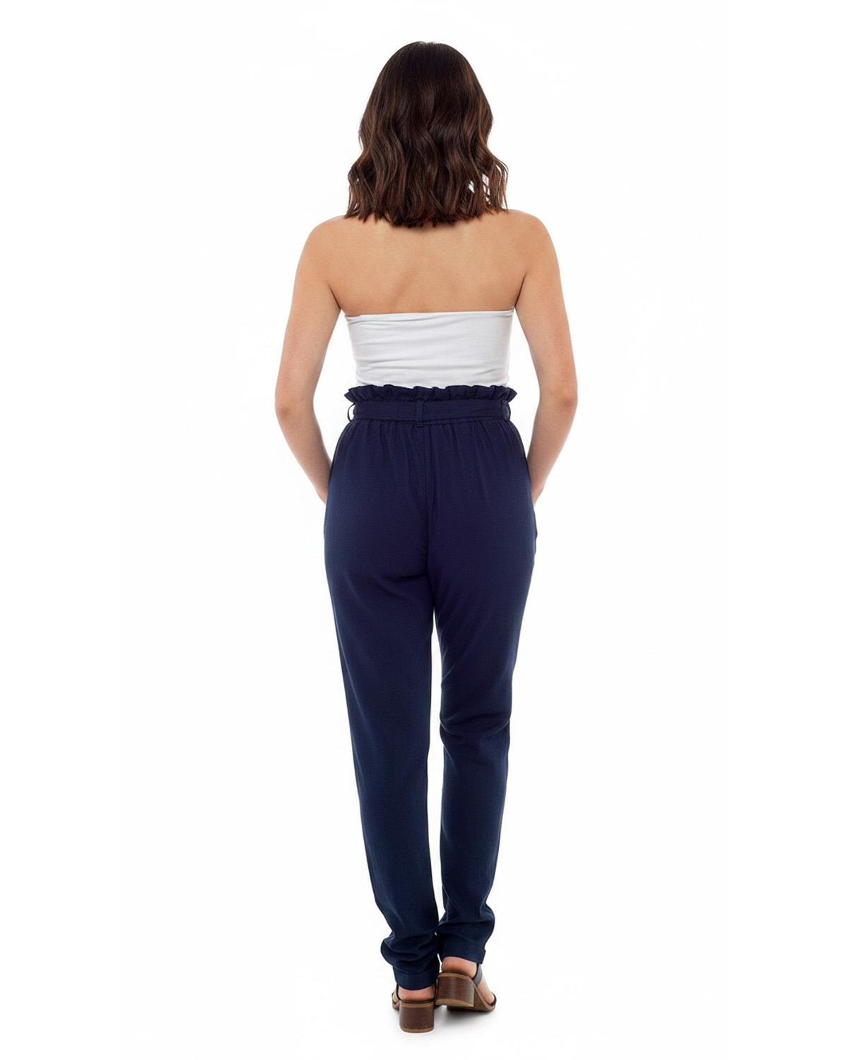 Indigo Roc Womens Linen Paperbag Waist Trousers