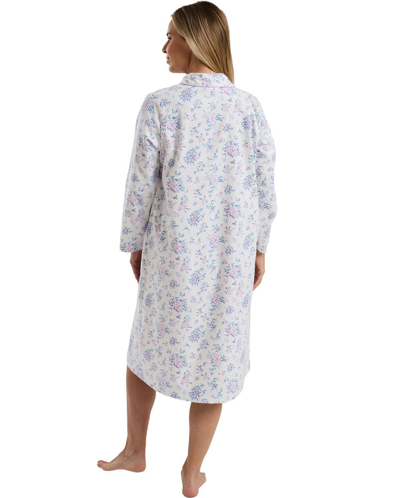 Marlon Womens Floral Bouqeut Wincey 45" Long Sleeve Nightdress