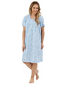 Marlon Womens Linear Floral 40" Short Sleeve Nightie