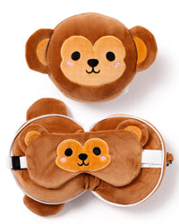 Relaxeazzz Monkey Plush Travel Pillow & Eye Mask