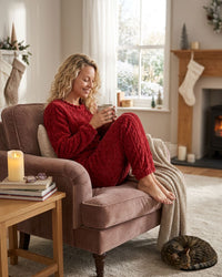 Indigo Sky Womens Cable Effect Fleece Pyjamas