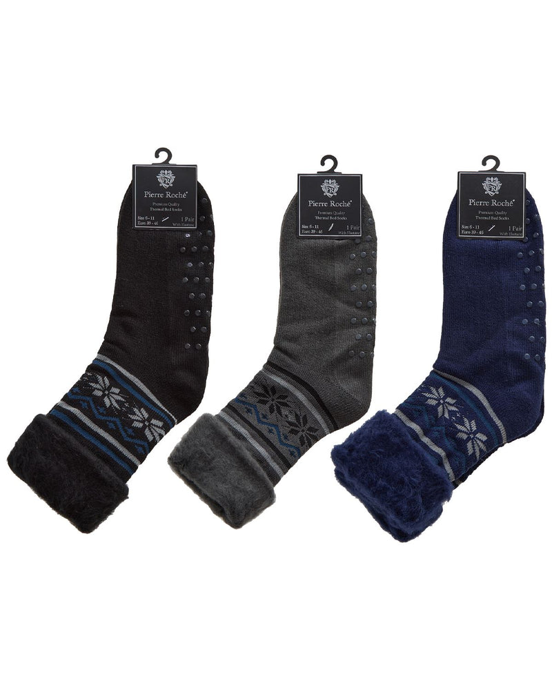 Pierre Roche Mens 3 Pack Cosy Bed Socks