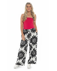 Indigo Roc Womens Linen Mono Print Trousers