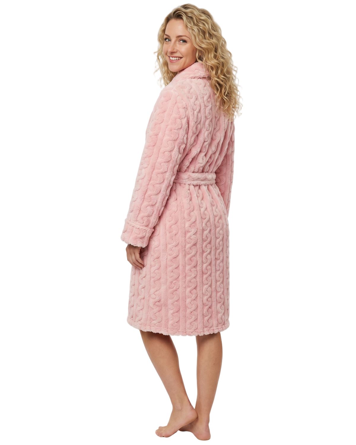 Indigo Sky Womens Cable Effect Fleece Robe