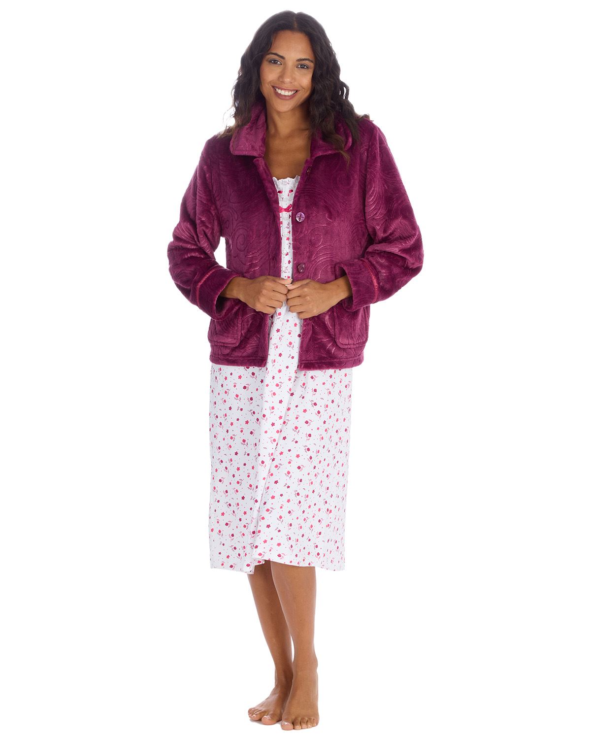 Ladies Embossed Button Bed Jacket