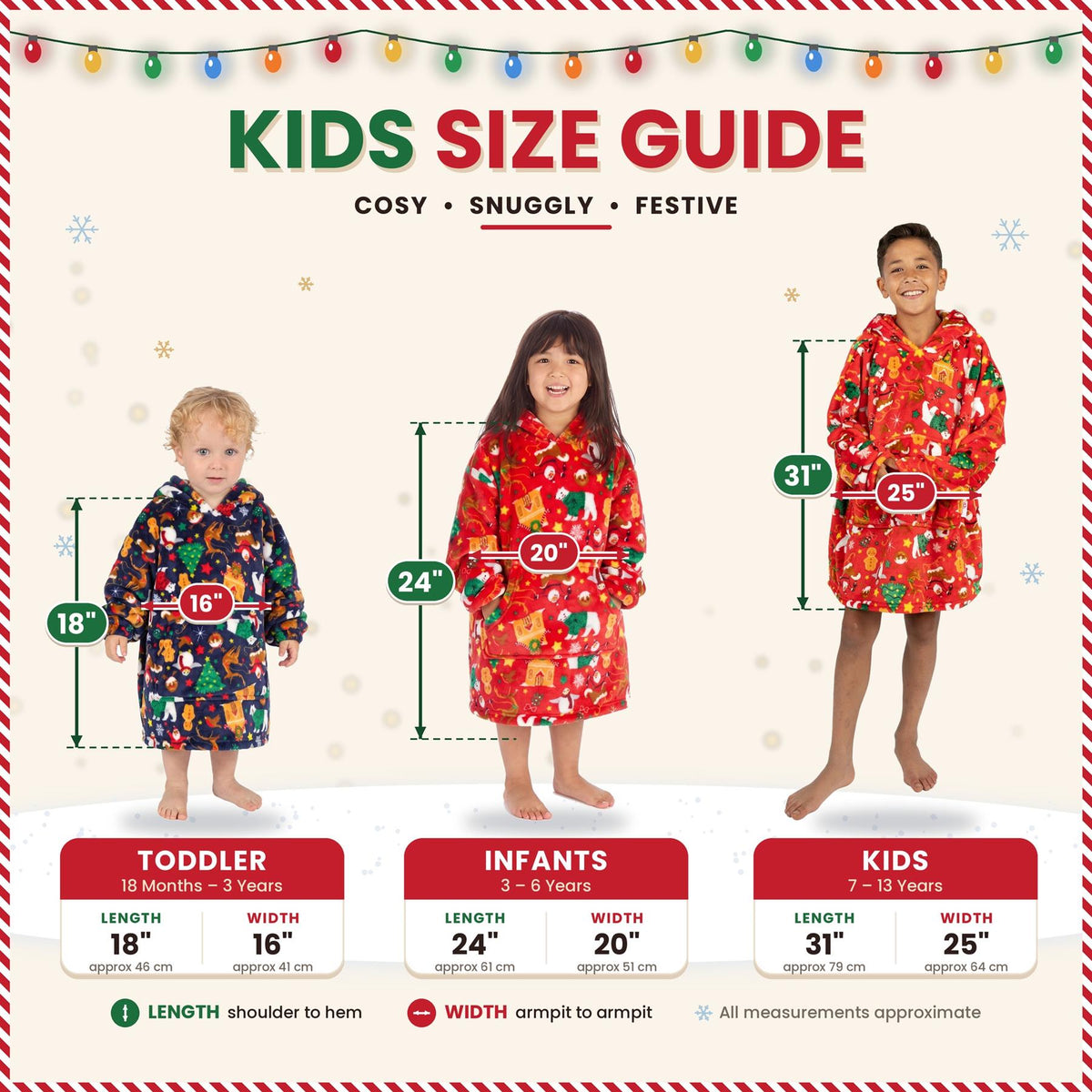 Huggable Kids Christmas Print Oversized Hoodie