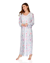 La Marquise Womens 'Watercolours' 43" & 50" Long Sleeve Jersey Nightie