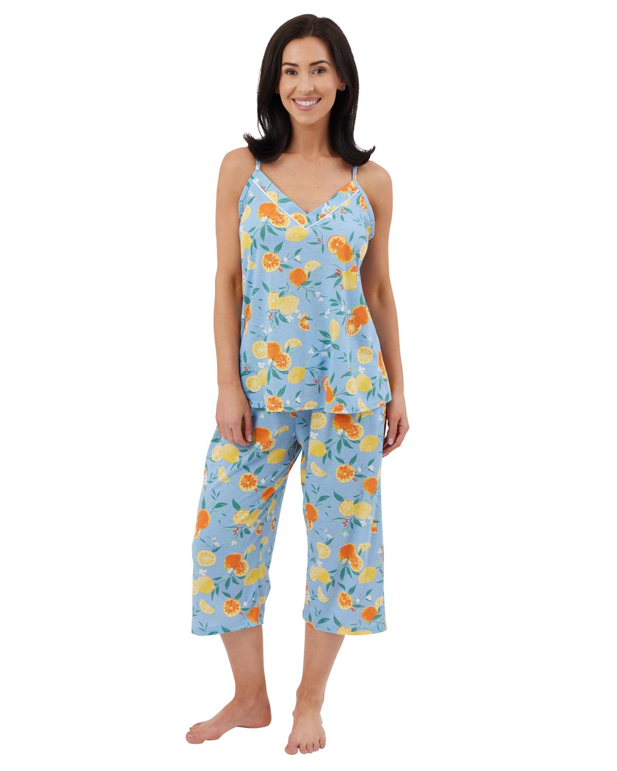 Indigo Sky Womens Lemon Fruit Cropped Pyjamas