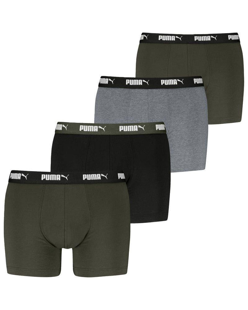 Puma Mens 4 Pack Everyday Cotton Stretch Boxers with Logo Waist Band