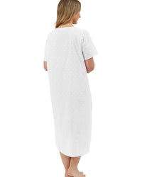 Marlon Womens Linear Floral 45" Short Sleeve Button Nightie
