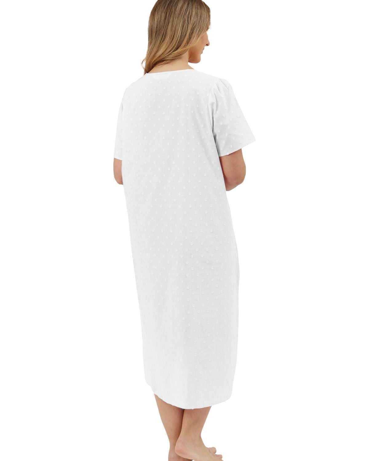 Marlon Womens Linear Floral 45" Short Sleeve Button Nightie