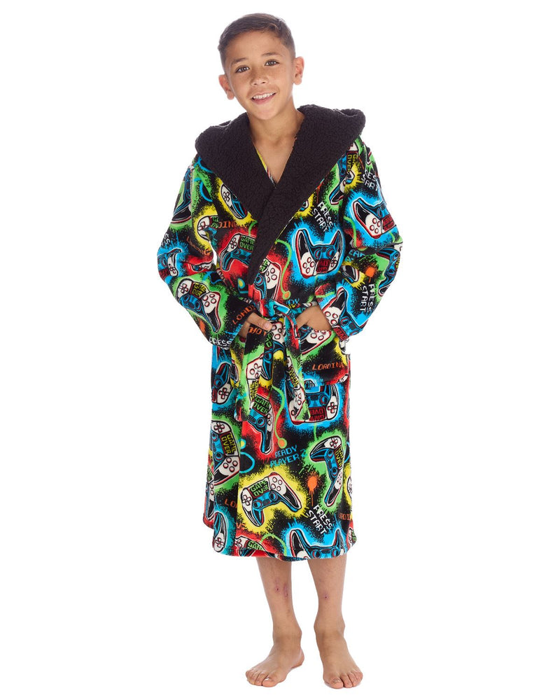 Huggable Kids Hooded Fleece Gaming Dressing Gown