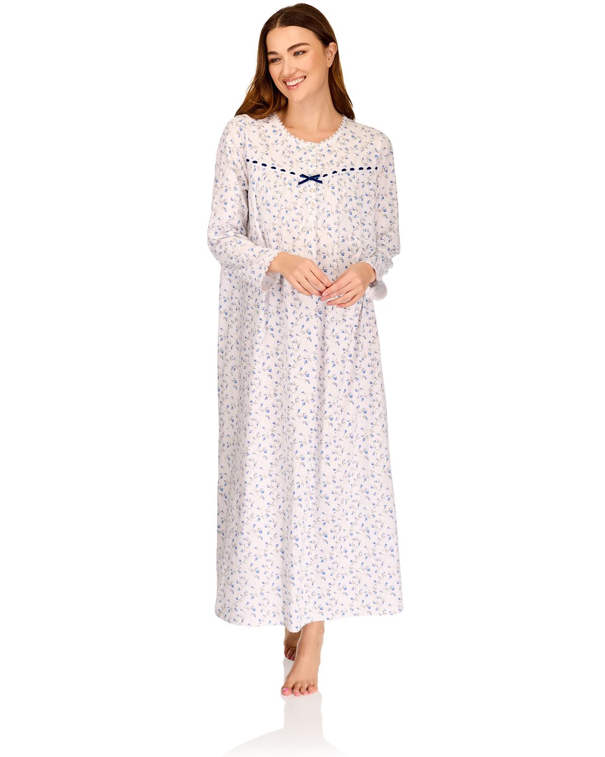 La Marquise Womens 'Velvet Rose' Long Sleeve Jersey Nightie