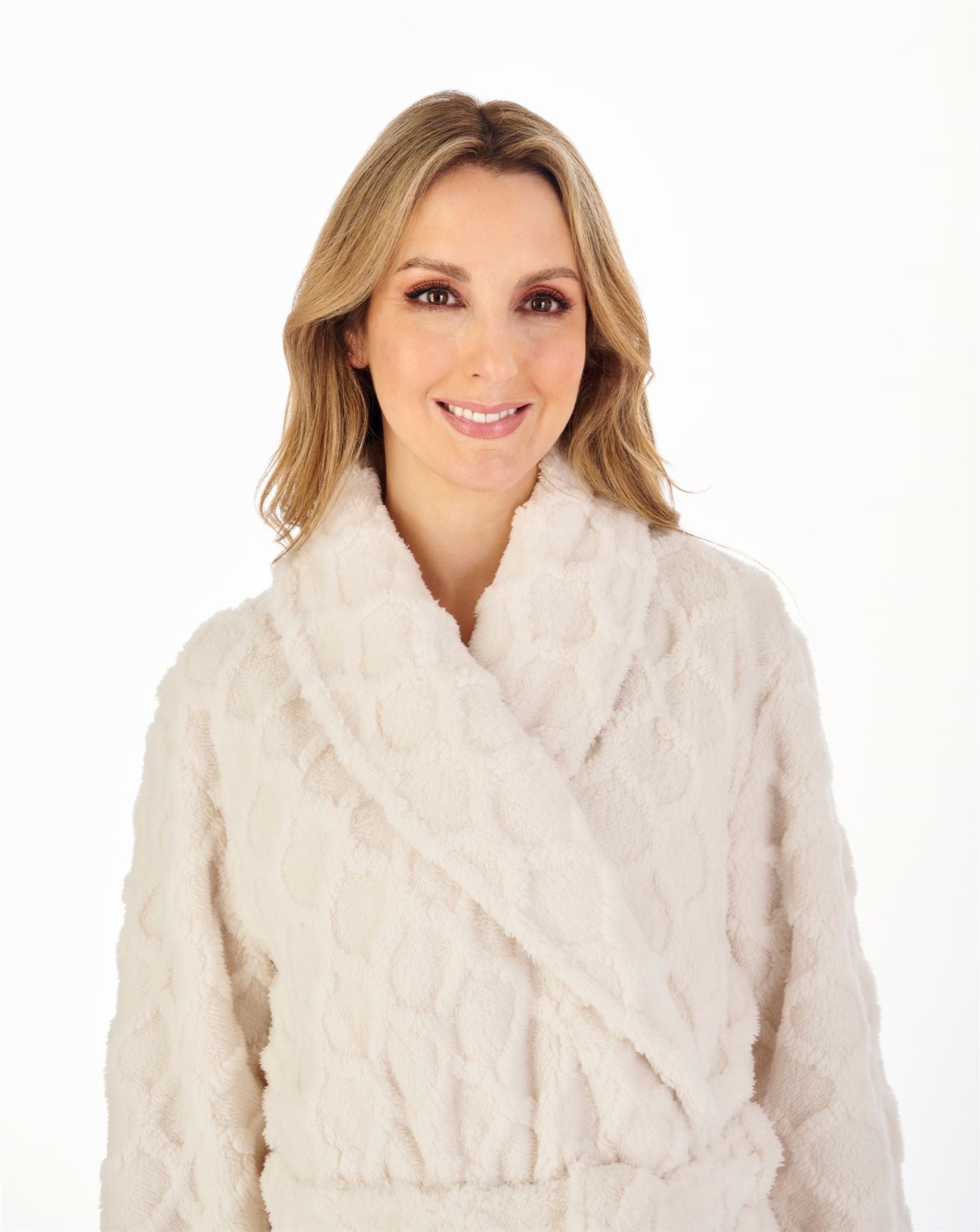 Slenderella Womens Textured Fleece Wrap Dressing Gown