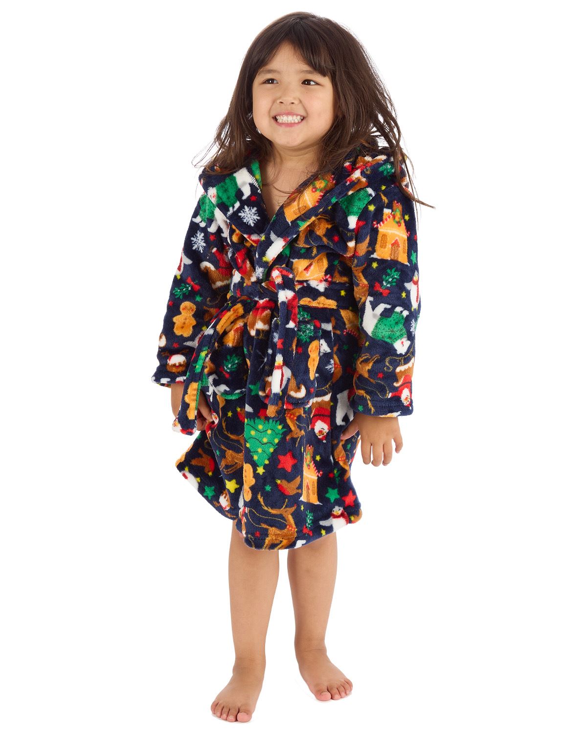 Huggable Kids Christmas Hooded Dressing Gown