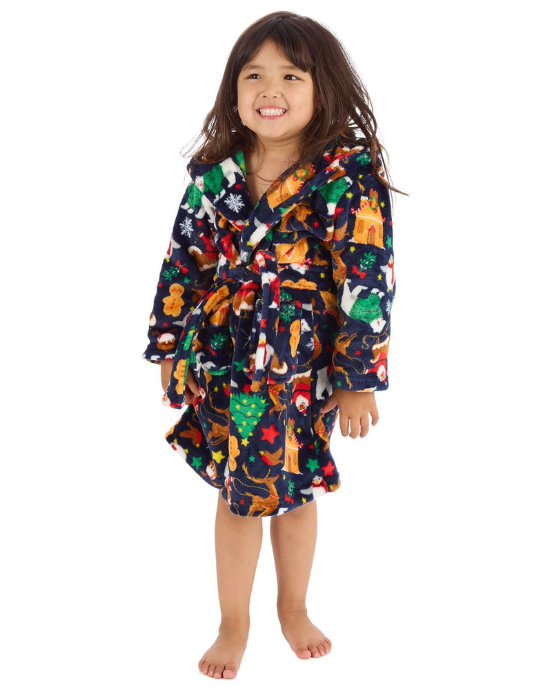 Huggable Kids Christmas Hooded Dressing Gown
