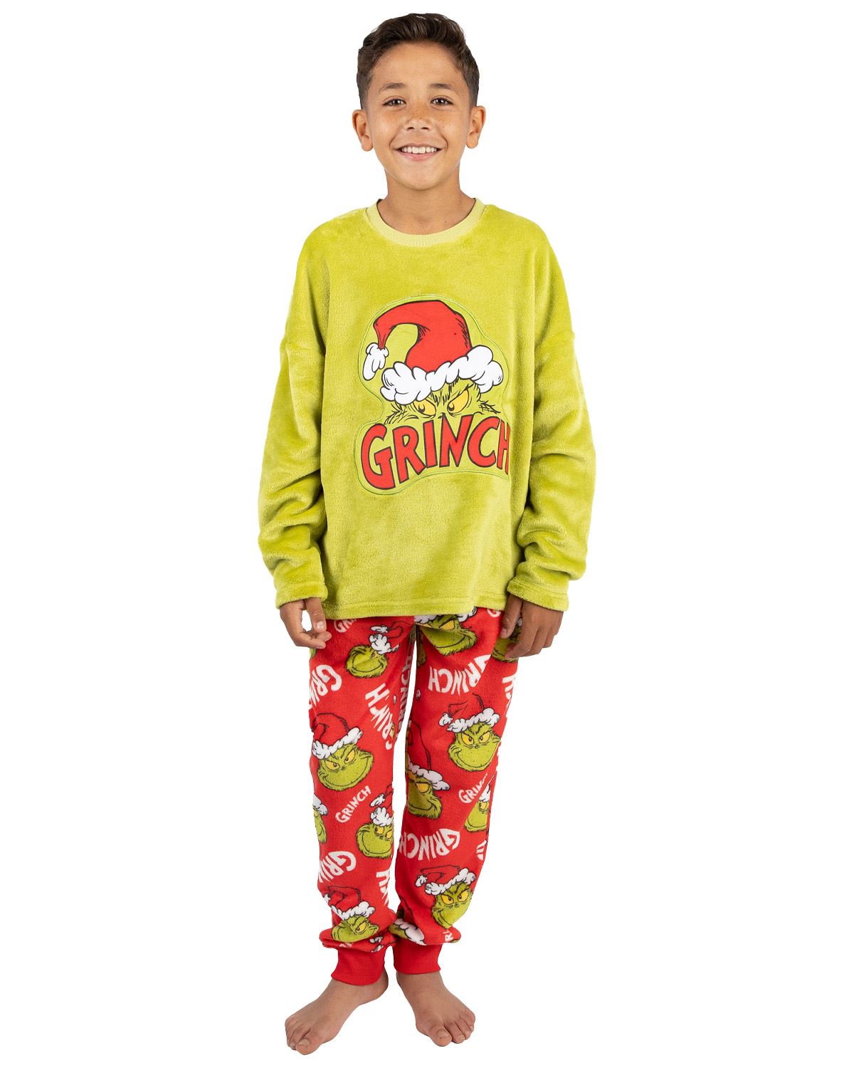 The Grinch Kids Plush Fleece Christmas Pyjamas