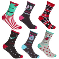 6 Pairs Family Christmas Cotton Rich Socks