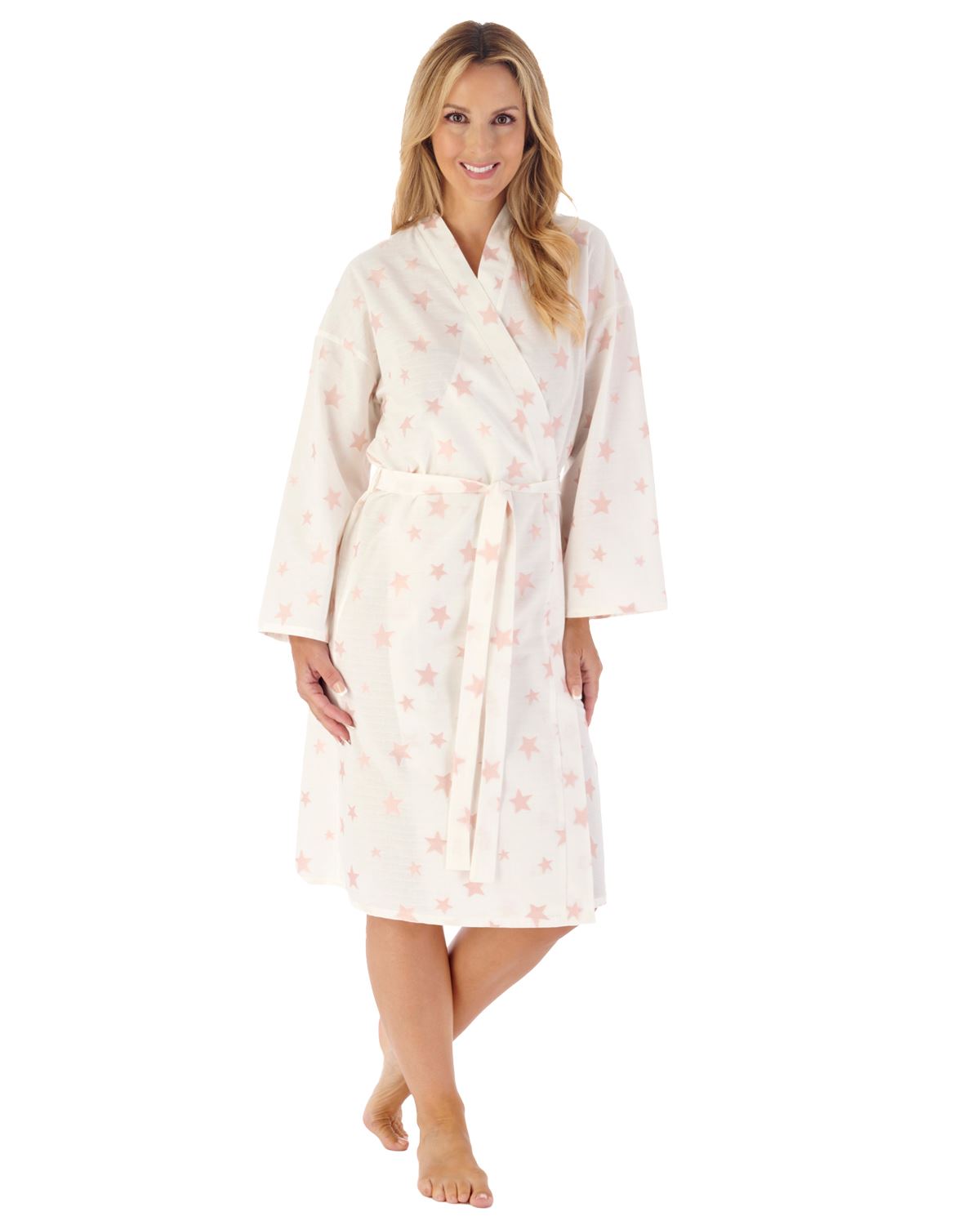 Slenderella Womens 43" Star Print Kimono Robe