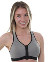 Gemm Womens Zip Sports Bra - Grey