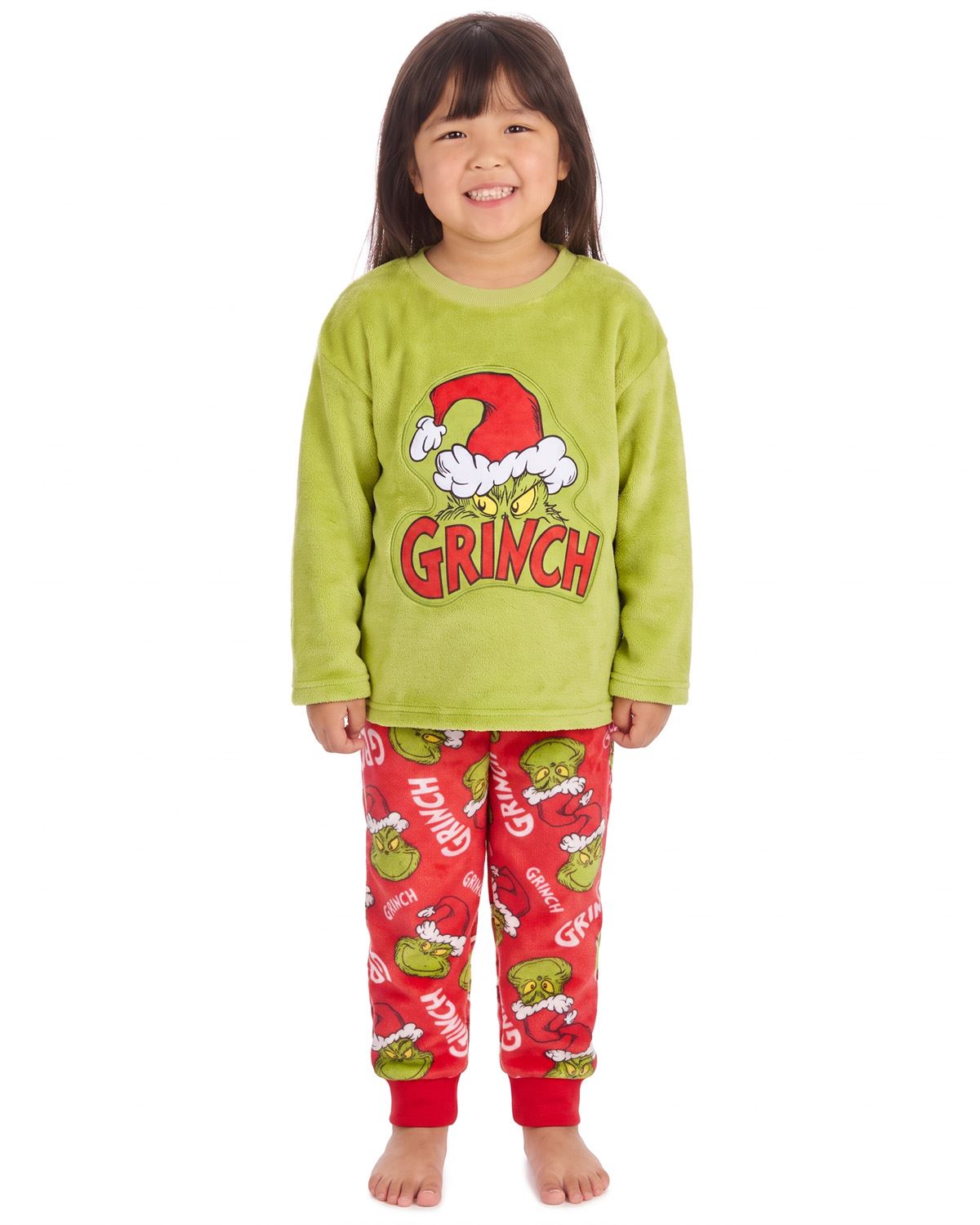 The Grinch Kids Plush Fleece Christmas Pyjamas