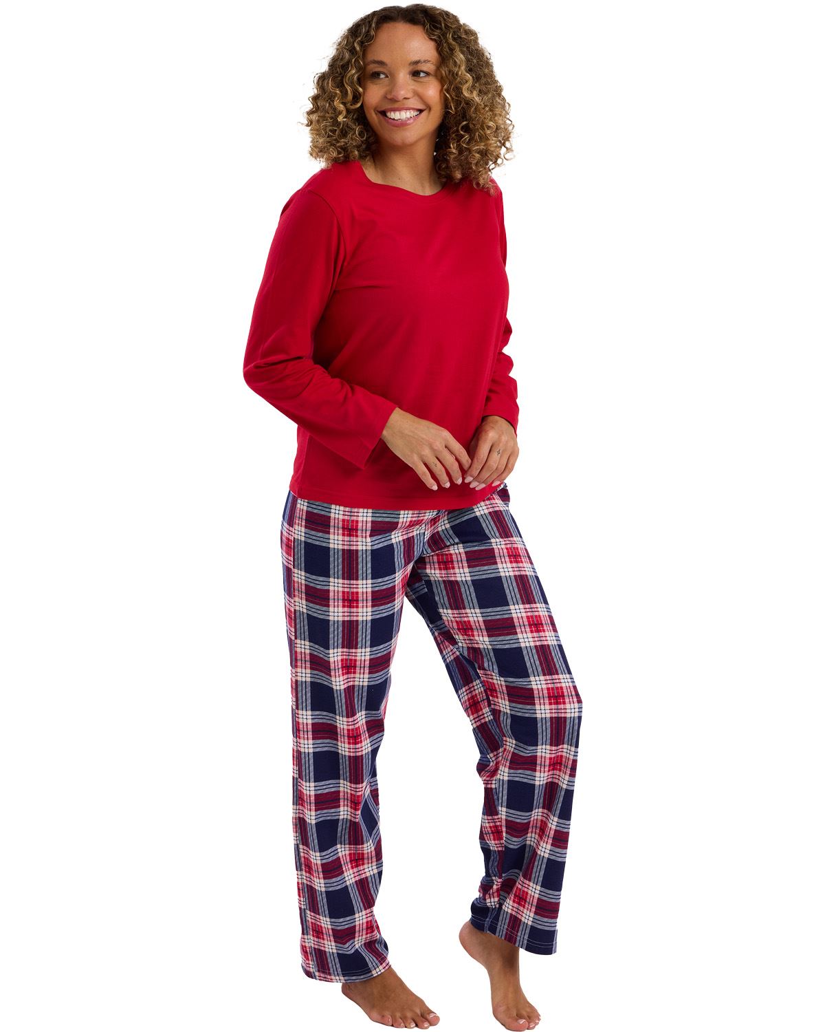 Indigo Sky Womens 100% Cotton Jersey Checked Pyjamas