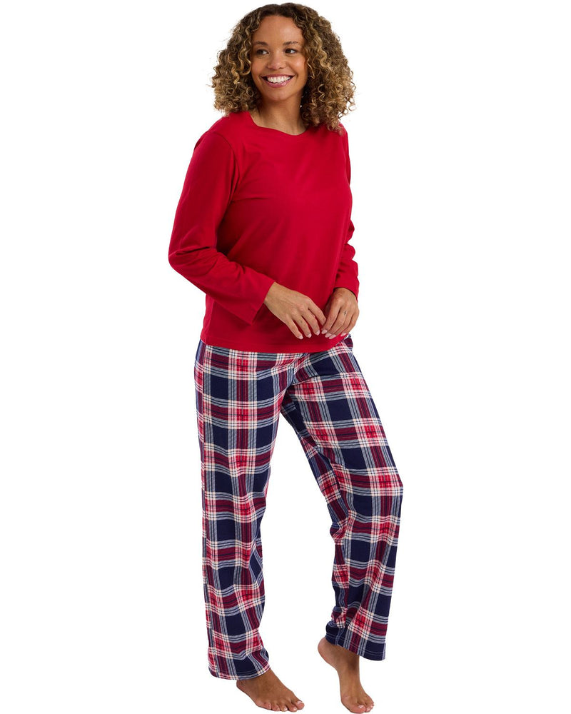 Indigo Sky Womens 100% Cotton Jersey Checked Pyjamas