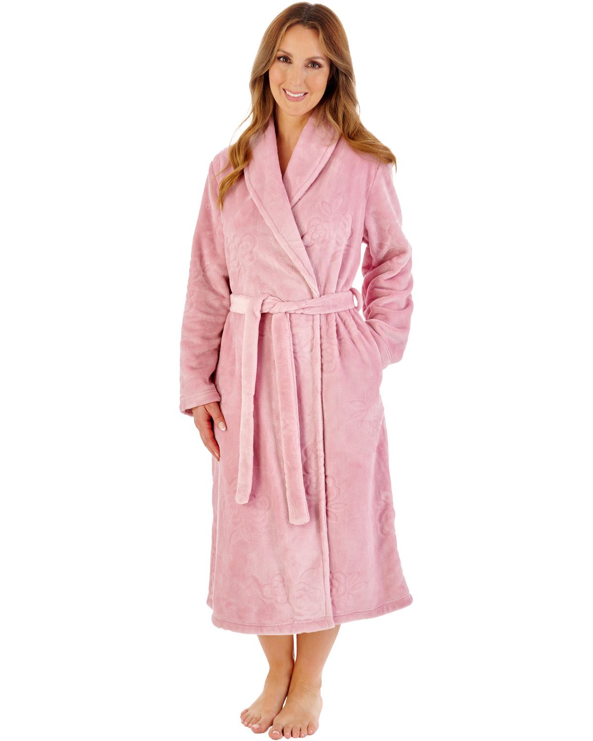 Slenderella Women Floral Embossed Fleece 46" Shawl Collar Wrap