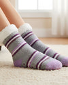 Forever Dreaming Womens Sherpa Lined Striped Fleece Lounge Socks