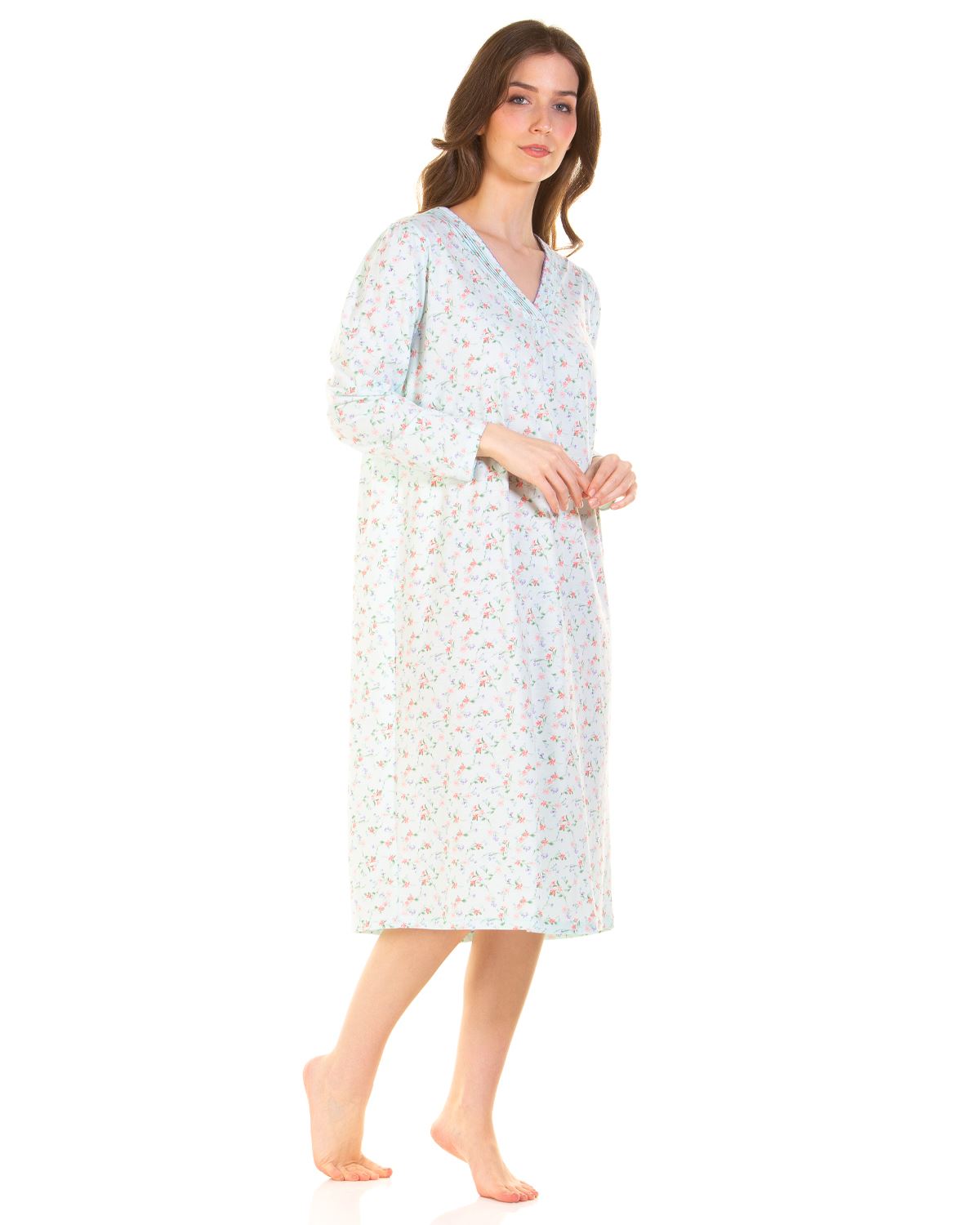 La Marquise Womens Pleated Susan Long Sleeve Nightie