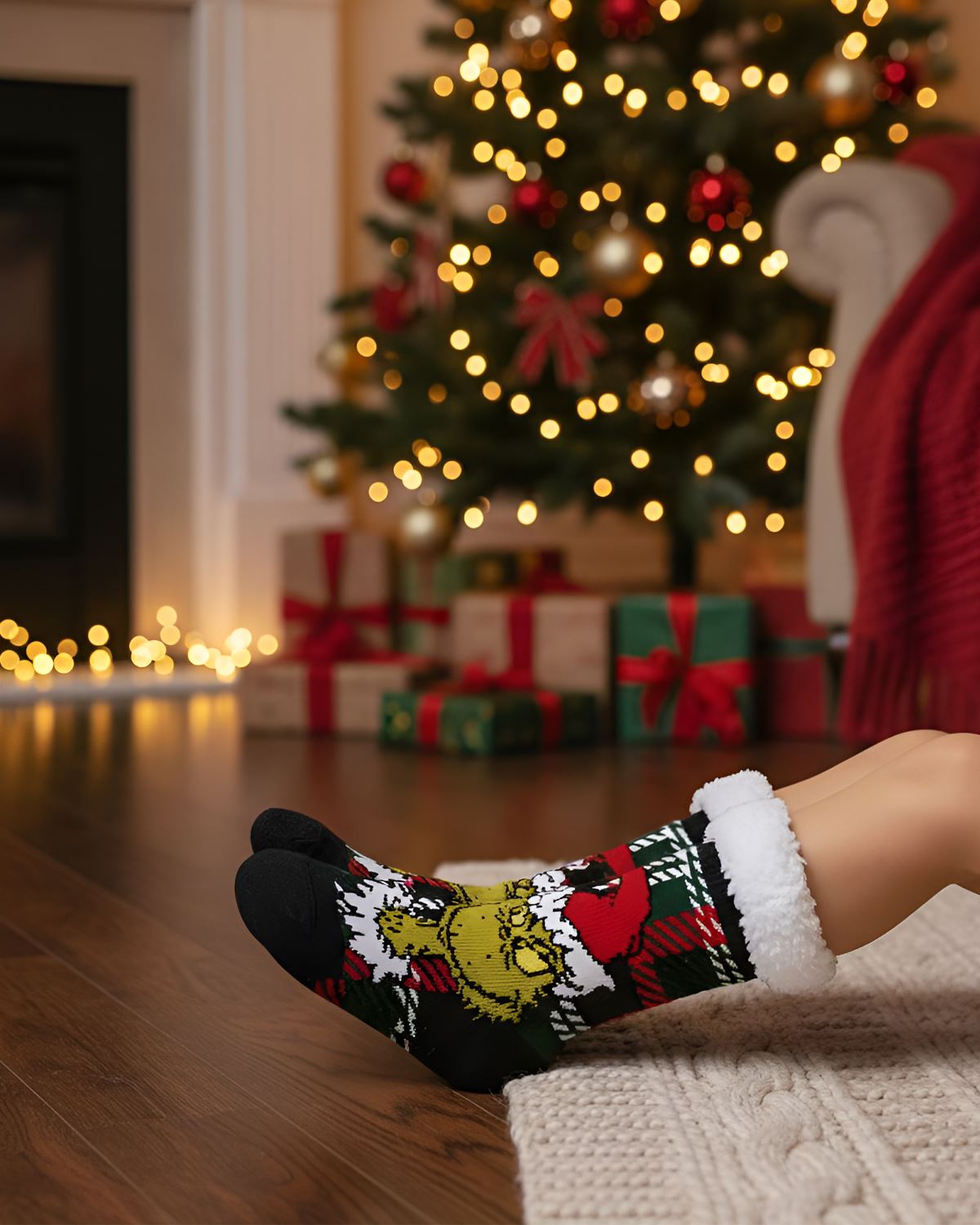 1 Pair Family Grinch Lounge Socks with Grips